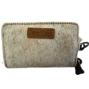 Trinity Ranch Tooled Wallet Hair-On Cowhide Western NEW